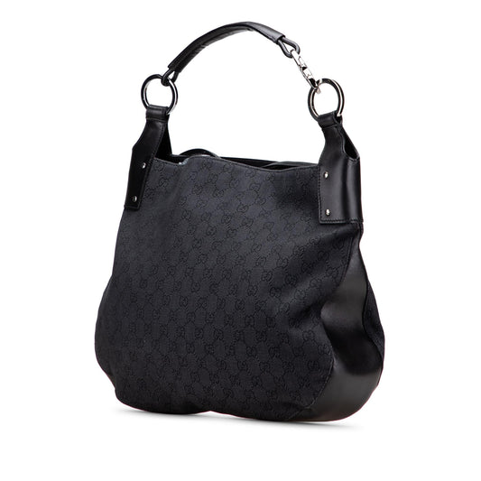Gucci Large GG Denim Horsebit Classic Ring Hobo