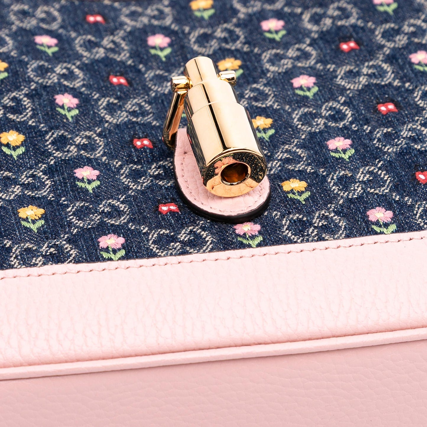 Gucci Limited Edition Small GG Embroidered Denim Floral Jackie 1961 Crossbody