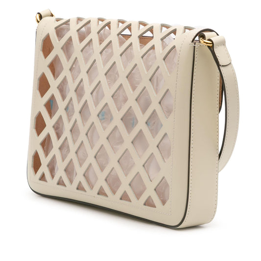 Gucci Medium Cutout Leather and Flora Canvas Traforata Flap Crossbody