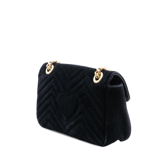 Gucci Medium GG Marmont Matelasse Velvet Crystal Embellished Shoulder Bag