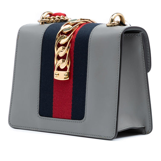 Gucci Mini Leather Web Sylvie Chain Crossbody