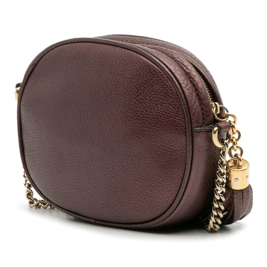 Gucci Mini Metallic Pebbled Calfskin Soho Chain Crossbody