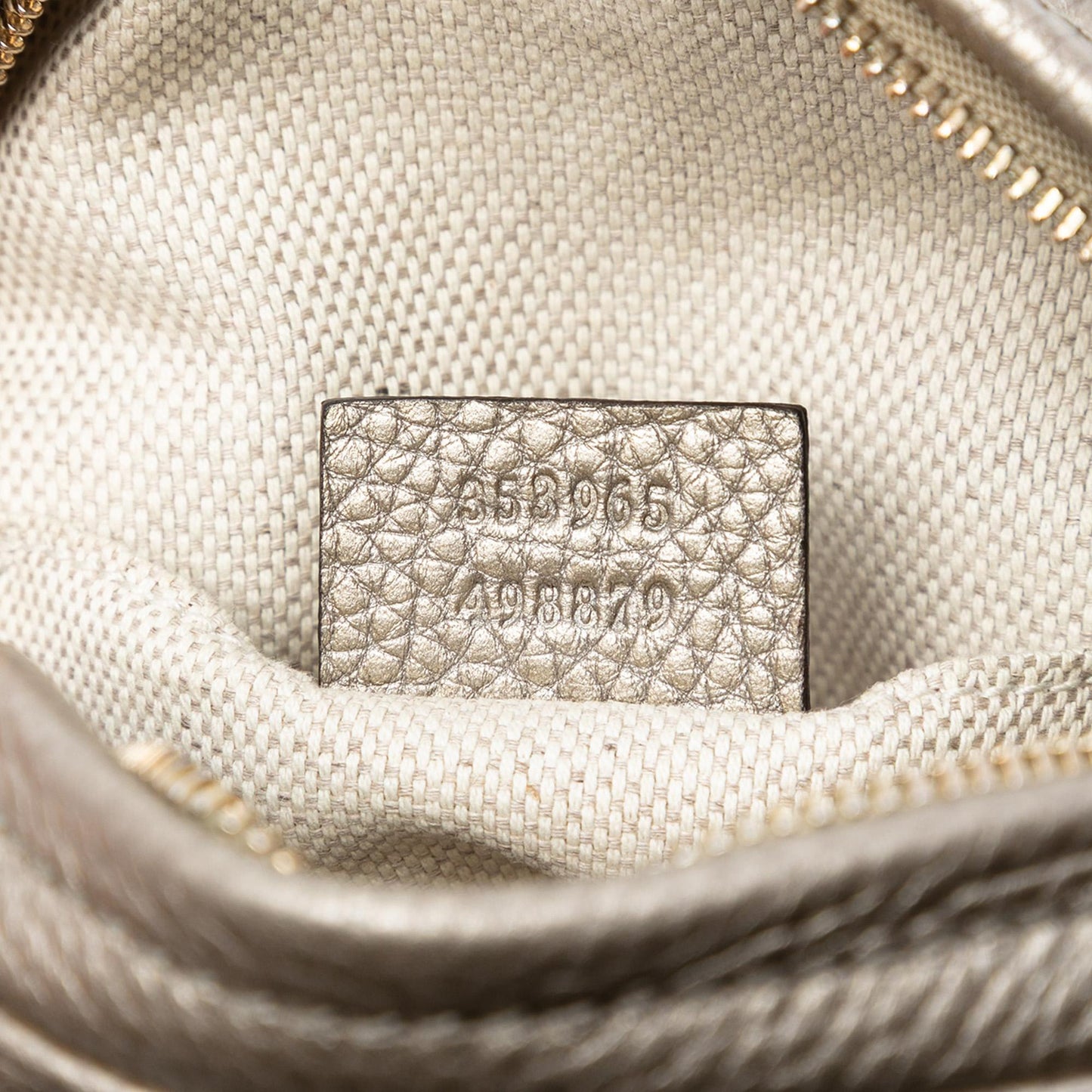 Gucci Mini Metallic Pebbled Calfskin Soho Chain Crossbody