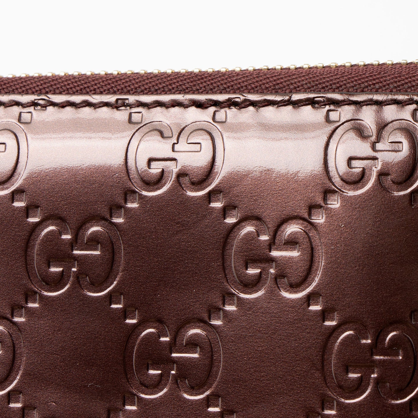 Gucci Patent Leather Guccissima Signature Zip Around Wallet