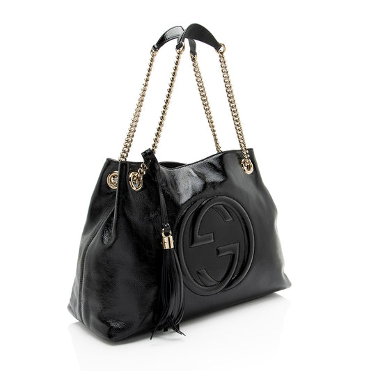 Gucci Patent Leather Soho Medium Shoulder Bag