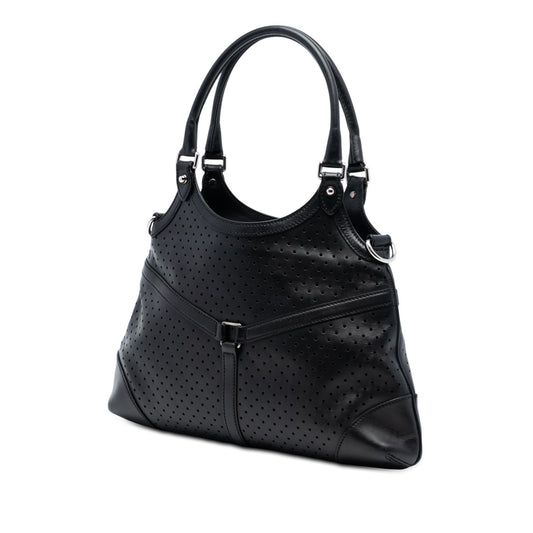 Gucci Perforated Calfskin Interlocking G Reins Satchel