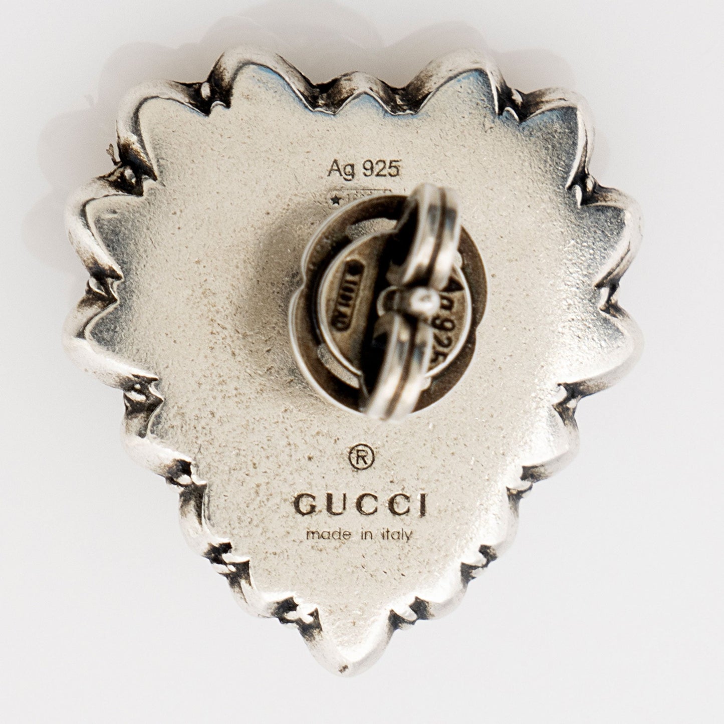 Gucci Sterling Silver Black Mother of Pearl Interlocking G Stud Earrings