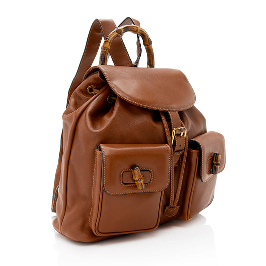 Gucci Vintage Leather Bamboo Backpack (SHF-19555)