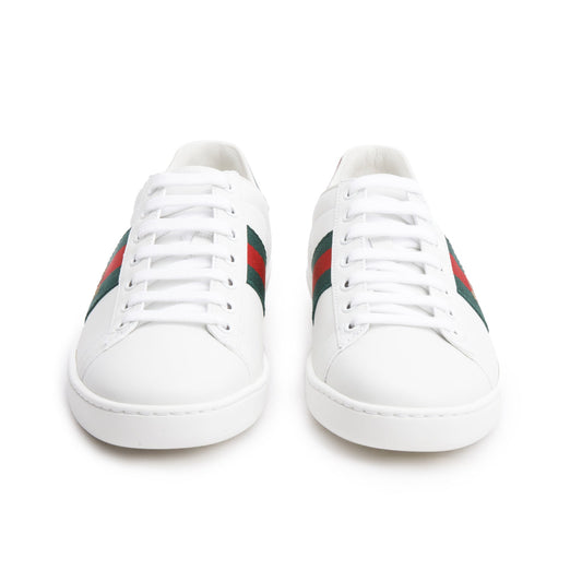 Gucci White Leather Web Women's Ace Sneakers, Size 37