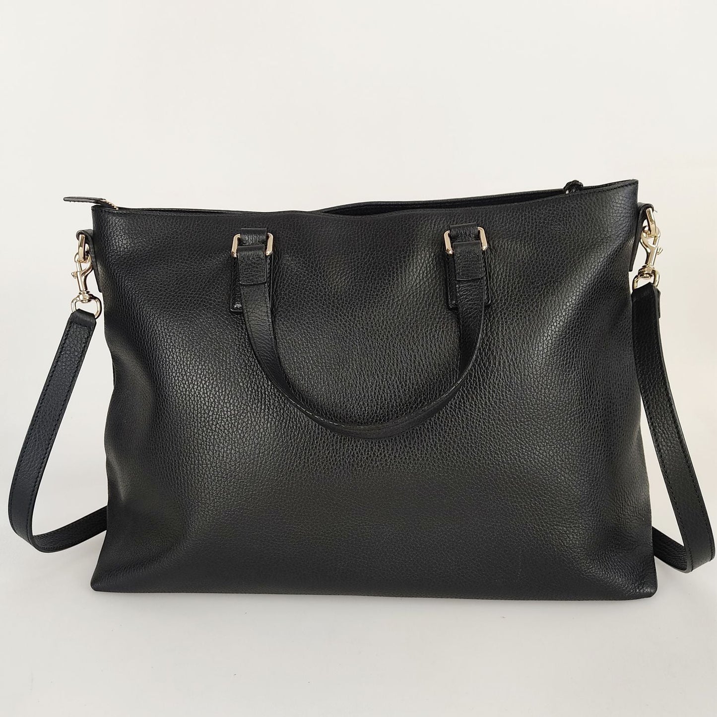 Luxury Gucci Bamboo Shopper maxi shoulder bag in black leather