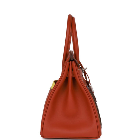 Luxury Hermes Colormatic Birkin 30 Cuivre, Nata and Bleu Brume Swift Palladium Hardware