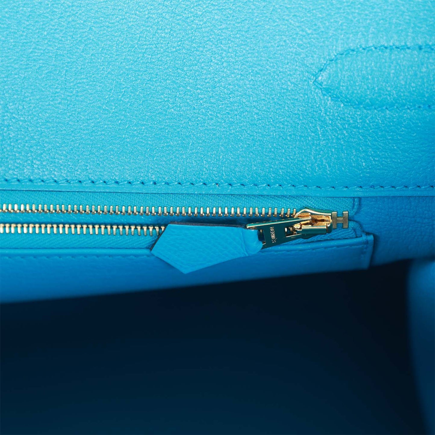 Luxury Hermes Birkin 35 Bleu Frida Epsom Gold Hardware