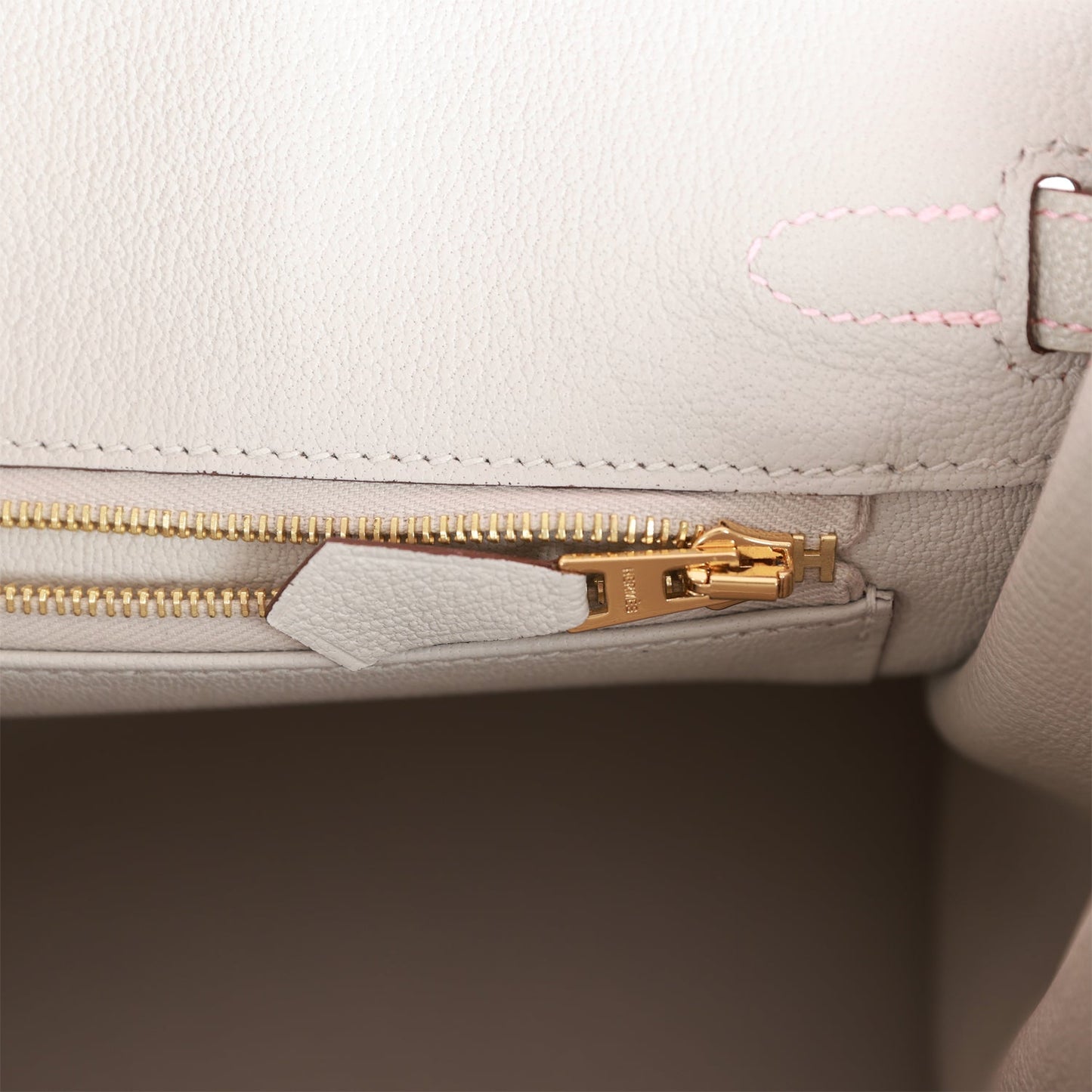 Luxury Hermes Birkin 25 HSS Rose Sakura and Gris Perle Chevre Mysore Rose Gold Hardware
