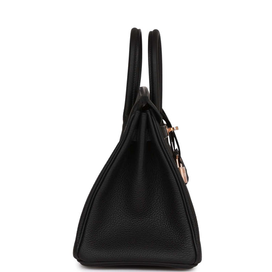 Luxury Hermes Birkin 25 Black Togo Rose Gold Hardware