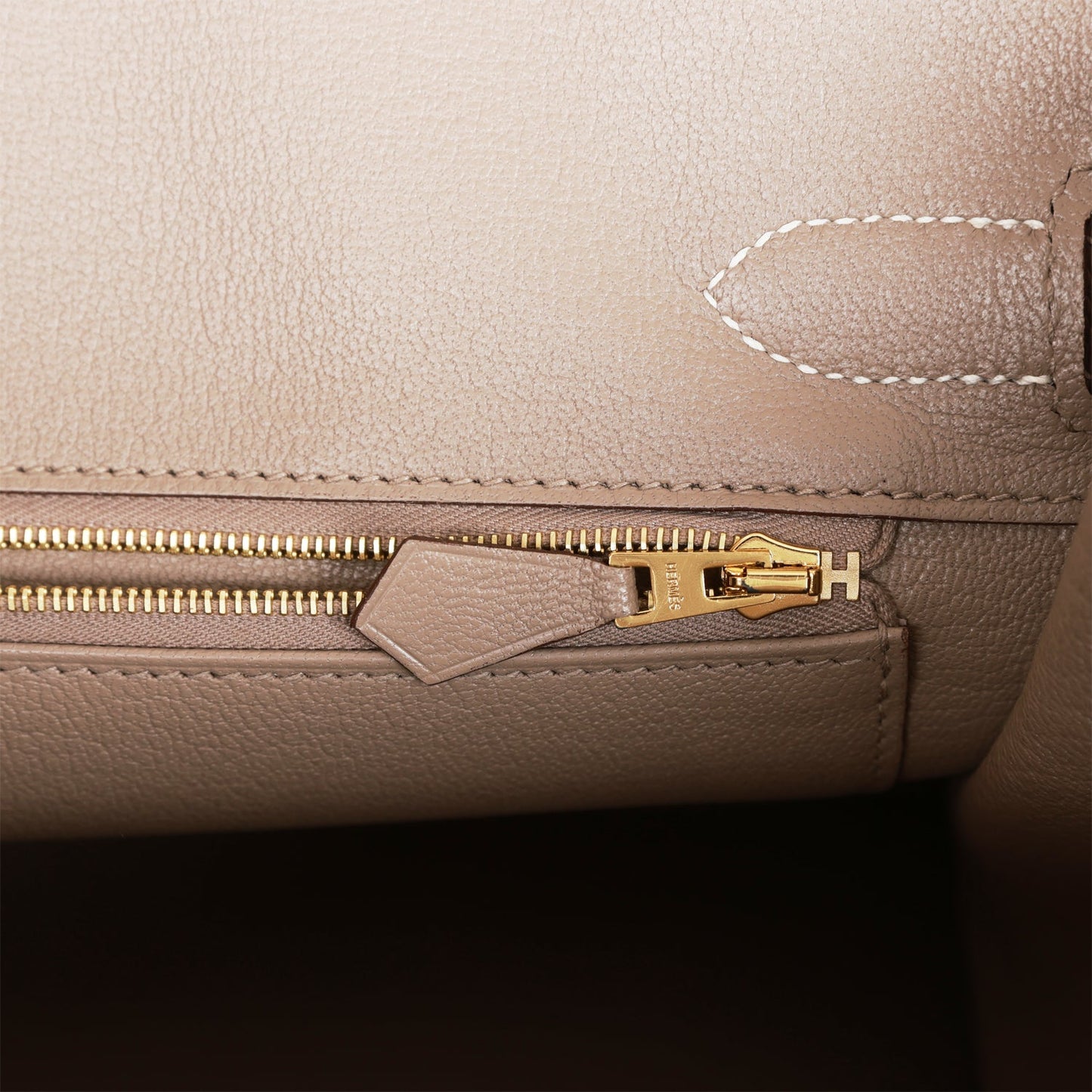 Luxury Hermes Special Order (HSS) Birkin 30 Craie and Gris Asphalte Epsom Brushed Gold Hardware