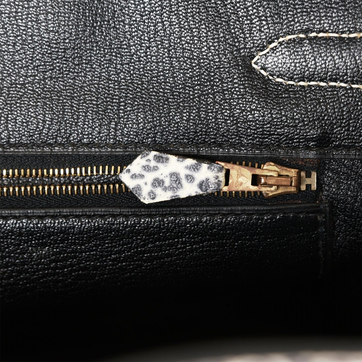 Vintage Luxury Hermes Birkin 30 White Dalmatian Buffalo Gold Hardware