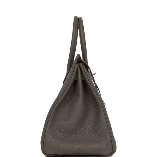 Luxury Hermes Birkin 35 Gris Meyer Togo Palladium Hardware