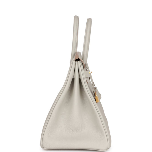 Luxury Hermes Birkin 35 Gris Perle Togo Gold Hardware