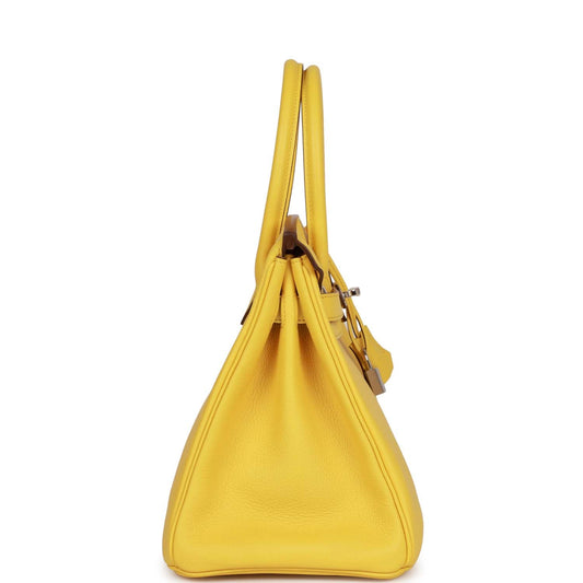 Luxury Hermes Birkin 30 Jaune de Naples Taurillon Novillo Palladium Hardware