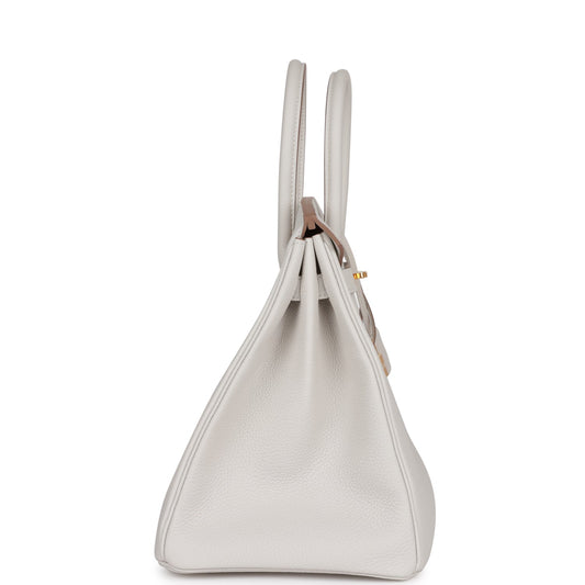 Luxury Hermes Birkin 35 Gris Pale Togo Gold Hardware