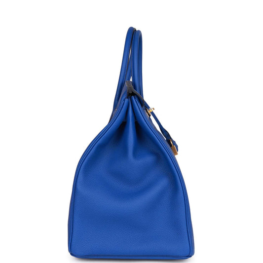 Luxury Hermes Birkin 40 Bleu Royal Togo Gold Hardware
