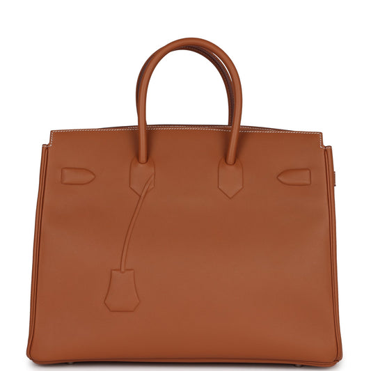 Luxury Hermes Birkin Shadow 35 Gold Swift Palladium Hardware