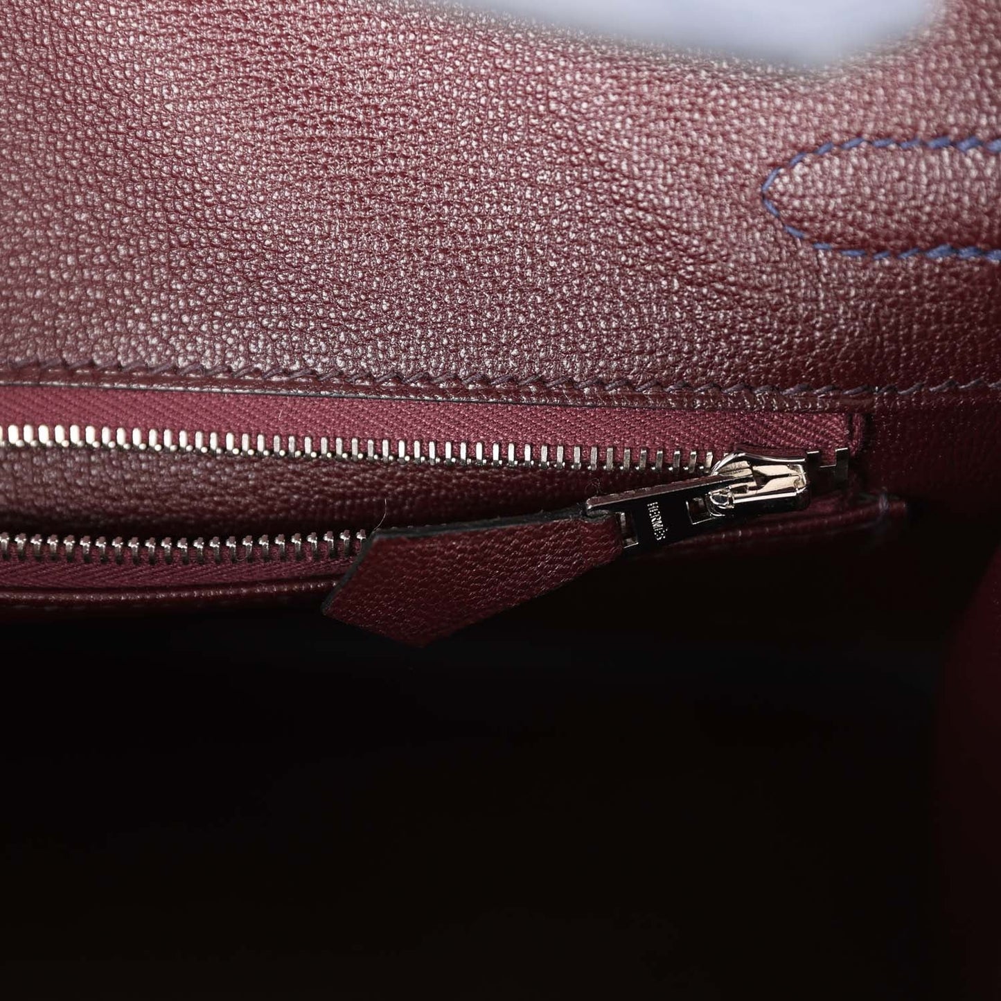 Luxury Hermes Bi-Color Birkin 25 Rouge Sellier and Bleu Saphir Ostrich Palladium Hardware