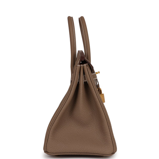 Luxury Hermes Birkin 25 Etoupe Togo Gold Hardware