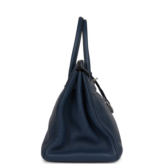 Top Quality Luxury Hermes Birkin 35 Bleu De Prusse Clemence Palladium Hardware