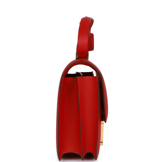 Luxury Hermes Constance 24 Rouge Casaque Epsom Gold Hardware