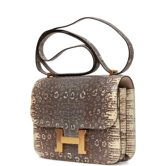 Luxury Hermes Mini Constance 18 Ombre Lizard Varanus Gold Hardware