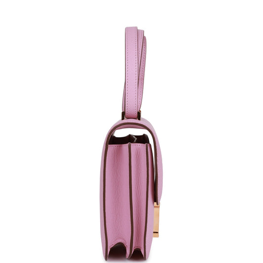 Luxury Hermes Constance 18 Mauve Sylvestre Chevre Rose Gold Hardware