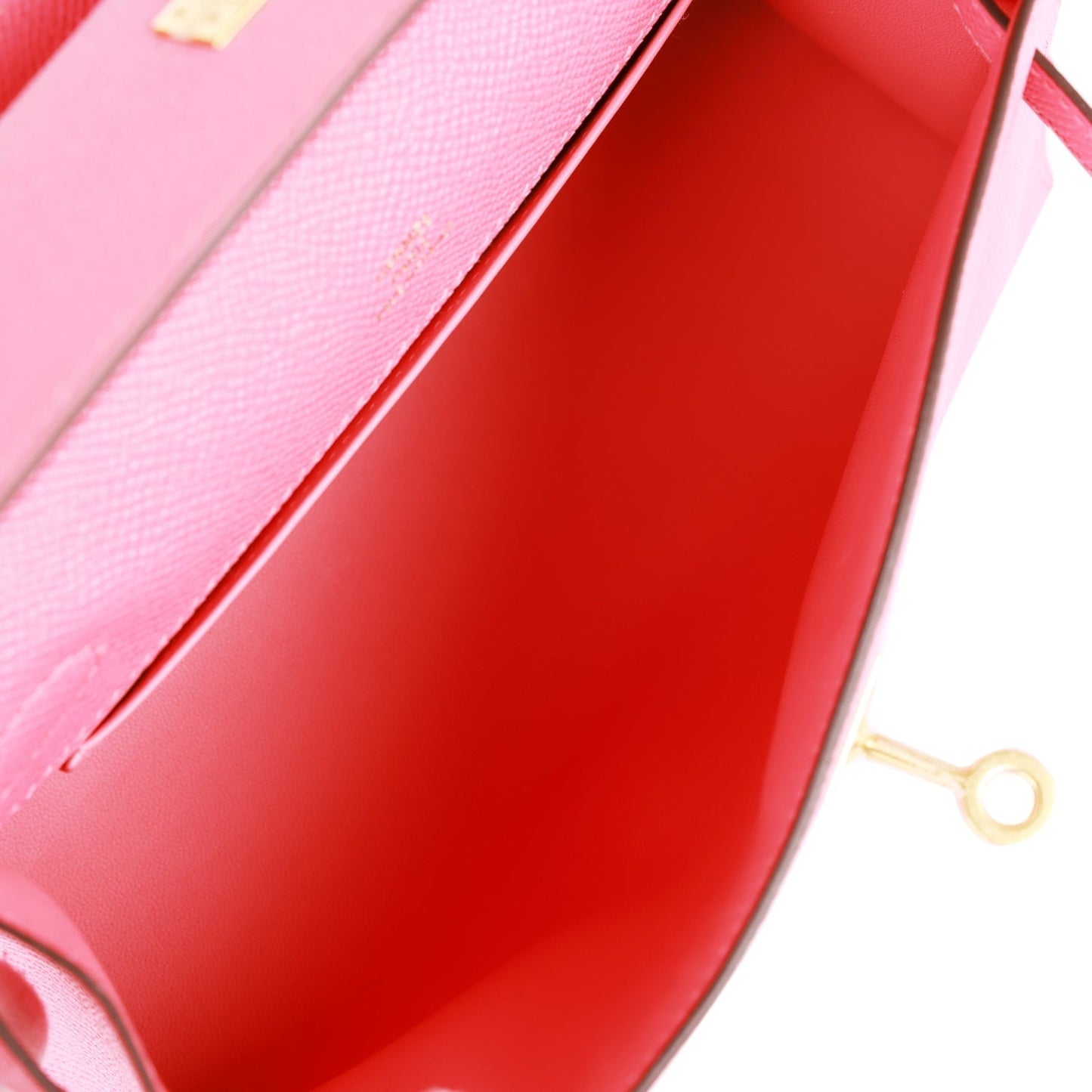 Luxury Hermes Kelly Pochette Rose Azalee Epsom Gold Hardware