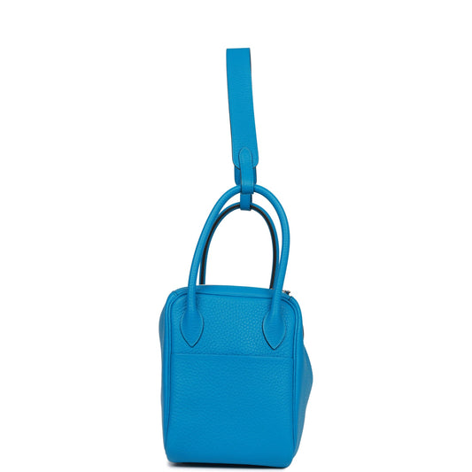 Luxury Hermes Lindy 26 Bleu Zanzibar Verso Clemence Palladium Hardware