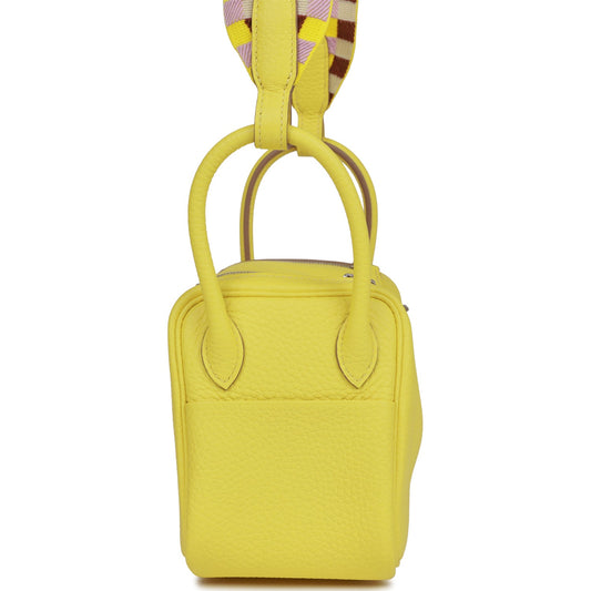 Luxury Hermes Mini Lindy Lime Clemence Palladium Hardware