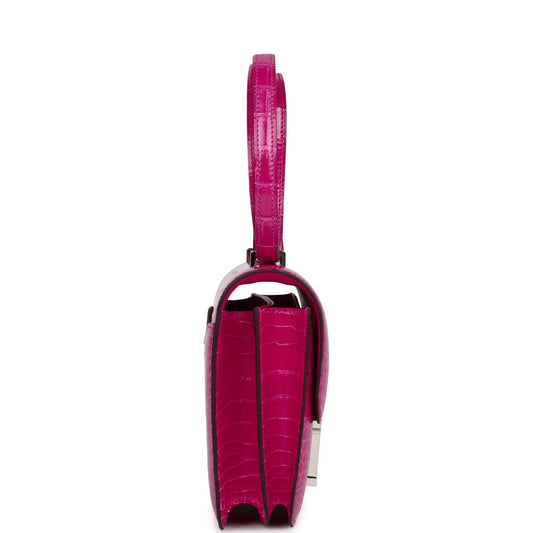 Luxury Hermes Constance 18 Rose Mexico Shiny Alligator Palladium Hardware