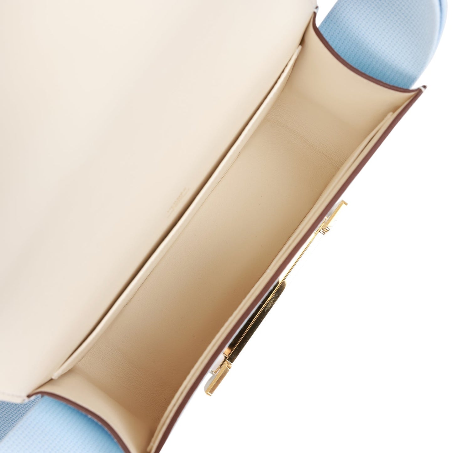 Luxury Hermes Geta Bleu Brume Verso Chevre Gold Hardware