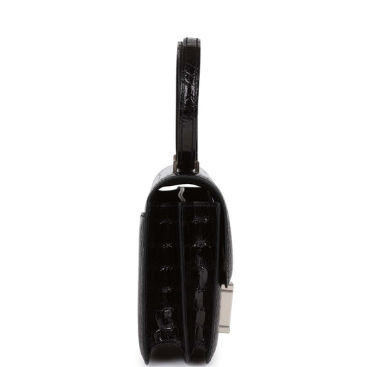 Luxury Hermes Constance 18 Black Shiny Alligator Palladium Tiger's Eye Hardware