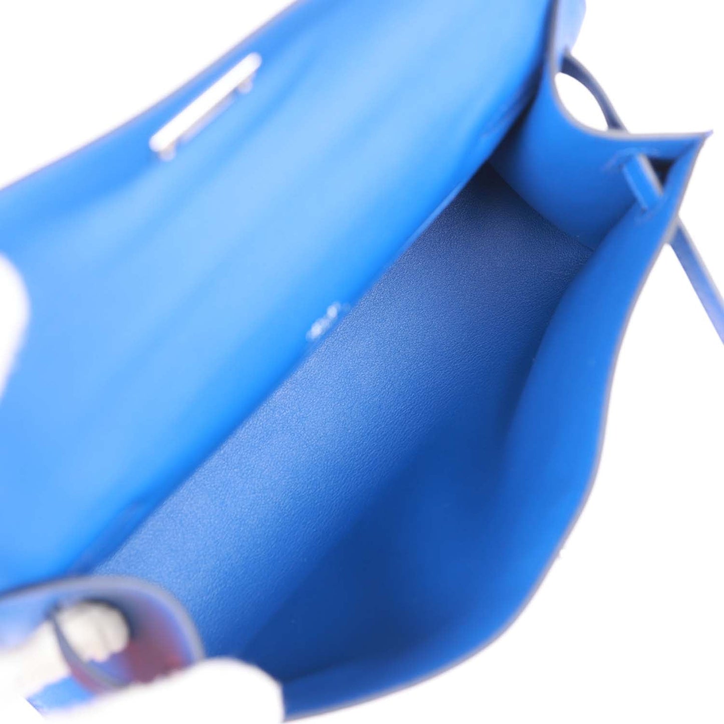 Luxury Hermes Kelly Pochette Bleu Royal Swift Palladium Hardware
