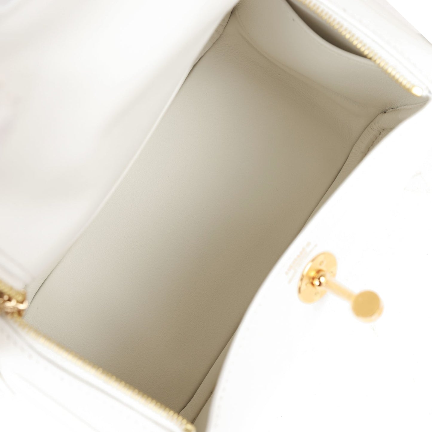 Luxury Hermes Mini Lindy White Swift Gold Hardware