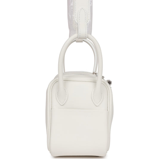Luxury Hermes Mini Lindy White Swift Palladium Hardware