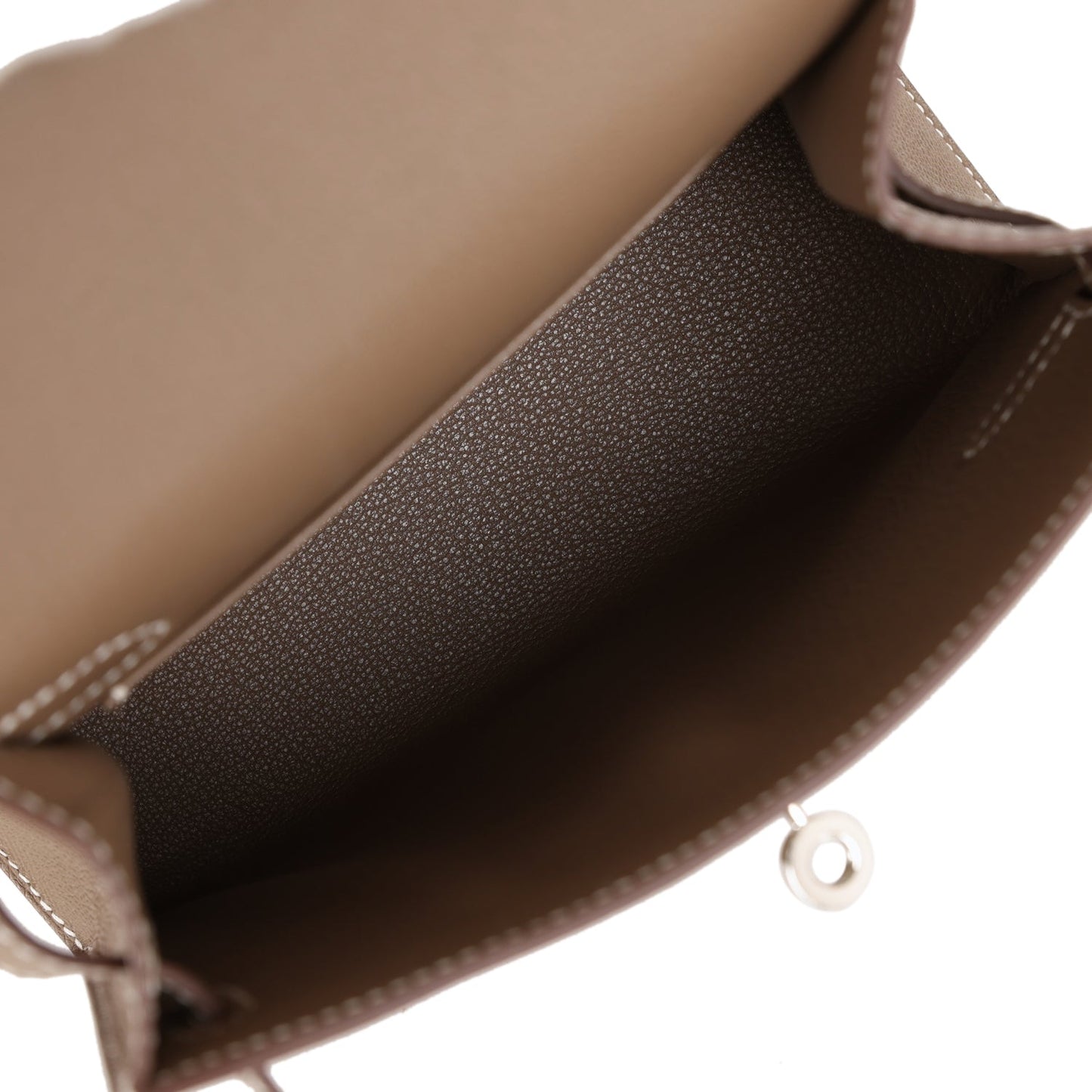Luxury Hermes Kelly Sellier en Desordre 20 Etoupe Epsom Palladium Hardware