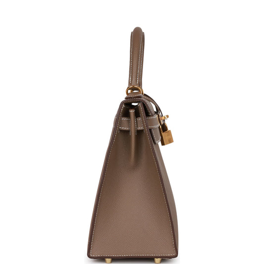Luxury Hermes Kelly Sellier 28 Etoupe Epsom Gold Hardware