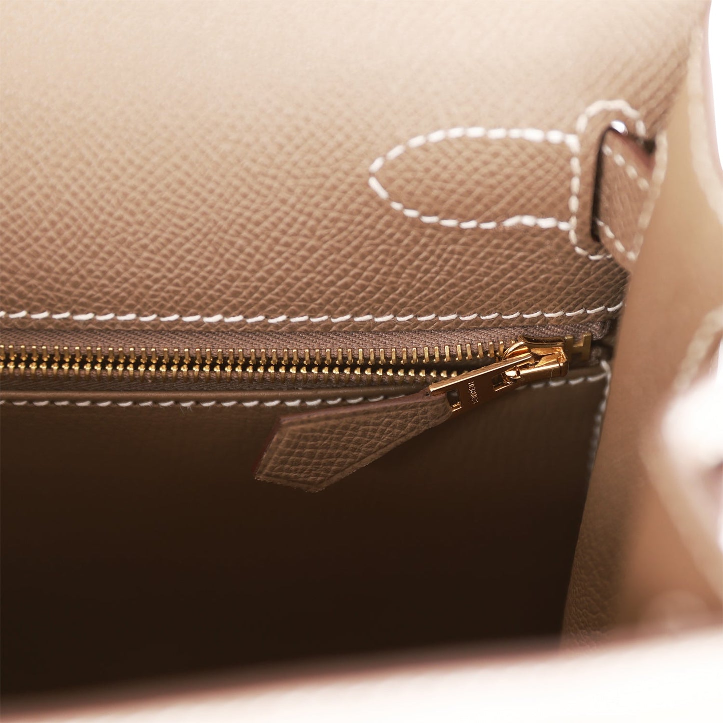 Luxury Hermes Kelly Sellier 28 Etoupe Epsom Gold Hardware