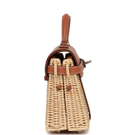 Top Quality Luxury Hermes Mini Picnic Kelly 20 Gold Swift Palladium Hardware