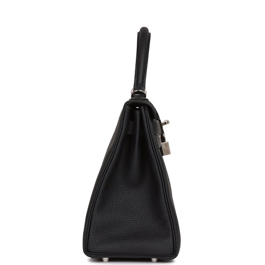 Luxury Hermes Kelly Retourne 28 Caban Togo Palladium Hardware