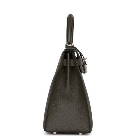Luxury Hermes Kelly Sellier 28 Vert De Gris Epsom Palladium Hardware