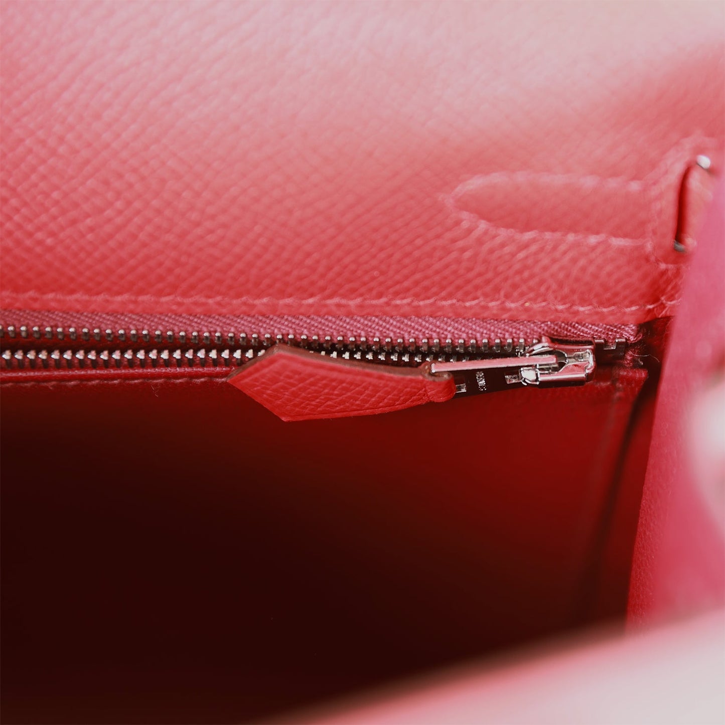Luxury Hermes Kelly Sellier 25 Rouge de Coeur Verso Epsom Palladium Hardware