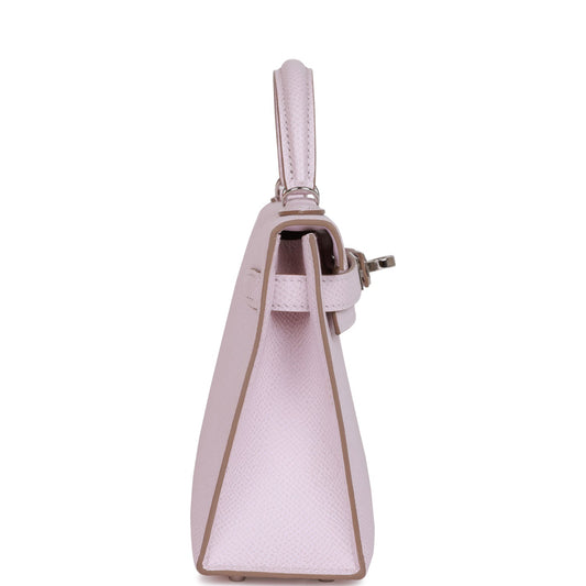 Luxury Hermes Kelly Sellier 20 Mauve Pale Epsom Palladium Hardware