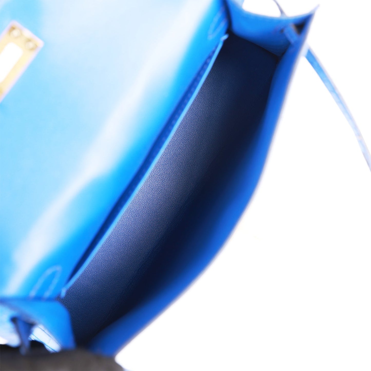 Luxury Hermes Kelly Sellier 20 Bleu Royal Matte Alligator Gold Hardware